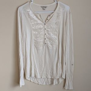 Lucky Brand | Large Cream top with metallic detail